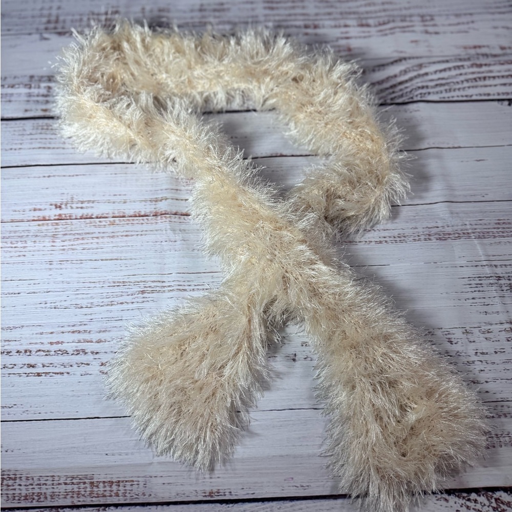 Fuzzy Feather Boa Scarf in Light Beige